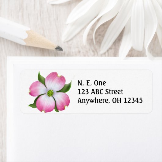 Roze Dogwood Blossom Label (Insitu)