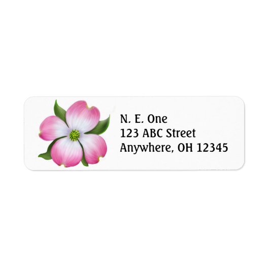 Roze Dogwood Blossom Label (Voorkant)
