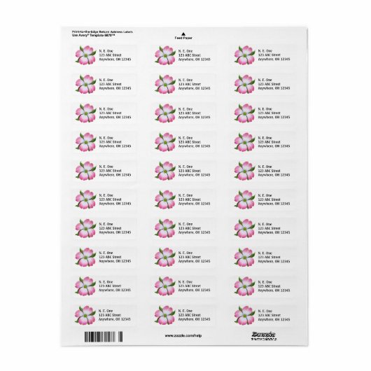 Roze Dogwood Blossom Label (Full Sheet)