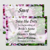 Roze Dogwood Blossom Save the Date (Voorkant / Achterkant)