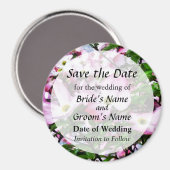 Roze Dogwood Blossom Save the Date Magneet (Voorkant / Achterkant)