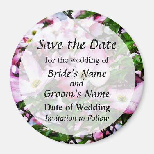 Roze Dogwood Blossom Save the Date Magneet (Voorkant)