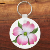Roze Dogwood Blossom Sleutelhanger (Voorkant)