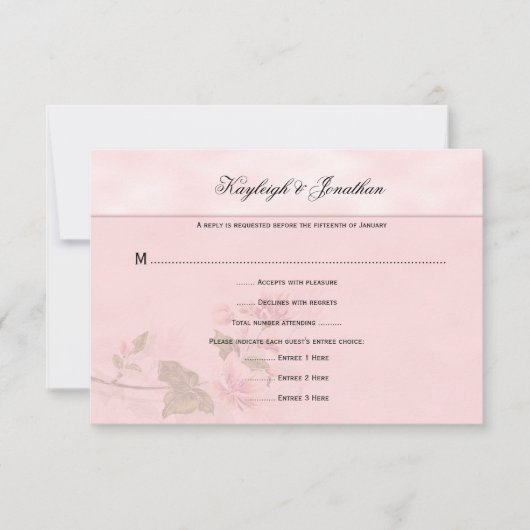 Roze Dogwood Blossoms Floral RSVP (Voorkant)