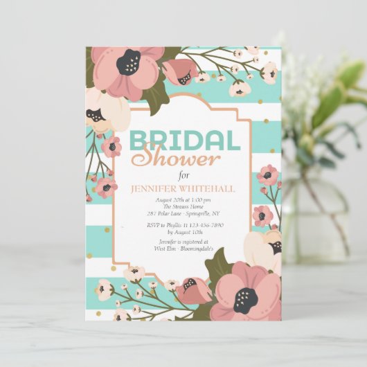 Roze Dogwood bruids douche uitnodiging (Staand voorkant)