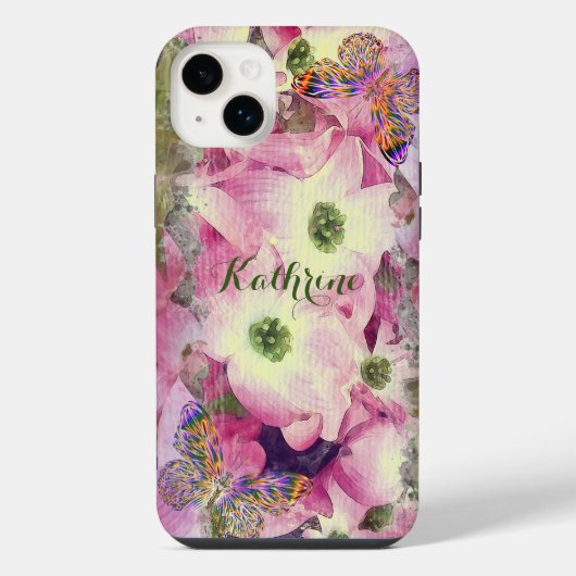Roze Dogwood Floral Art iPhone Hoesje (Achterkant)