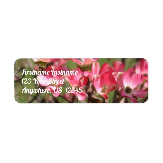 Roze Dogwood Flower Blossom Painting Address Etiket (Voorkant)