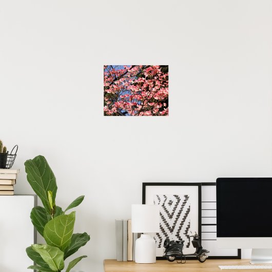 Roze Dogwood Flower Blossom Poster (Thuiskantoor)