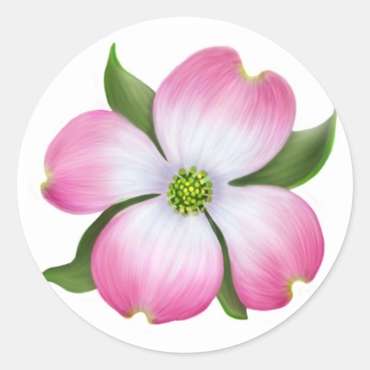 Roze Dogwood Flower Ronde Sticker (Voorkant)