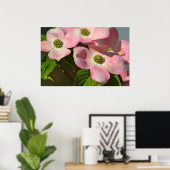 Roze Dogwood Flowers Poster (Thuiskantoor)