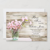 Roze Dogwood in Mason Jar Invitation Kaart (Voorkant)