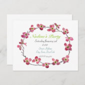 Roze Dogwood Invitation Kaart (Voorkant / Achterkant)