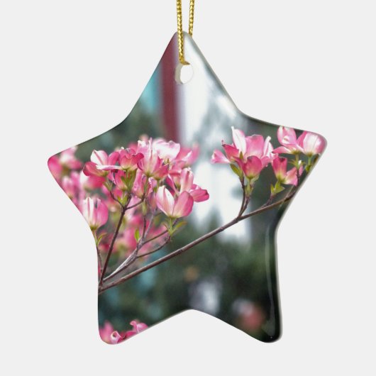 Roze Dogwood Keramisch Ornament (Links)