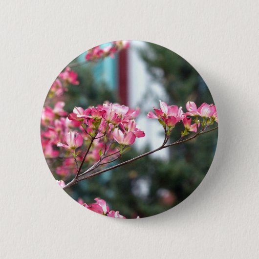 Roze Dogwood Ronde Button 5,7 Cm (Voorkant)