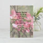 Roze Dogwood Schilderij Bloemen Art Party Kaart (Staand voorkant)