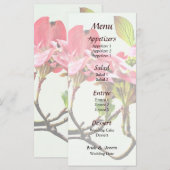 Roze Dogwood Trouwmenu Menu (Voorkant / Achterkant)