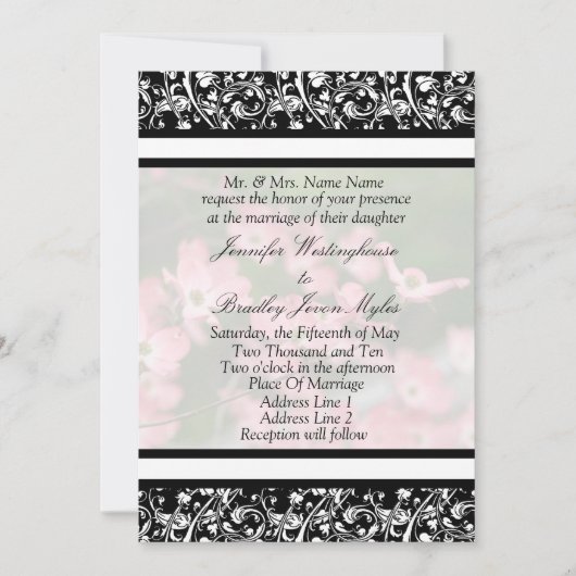 Roze Dogwood Wedding Briefpapier Uitnodigingen (Voorkant)
