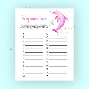 Roze dolfijn baby shower - Baby naam race spel
