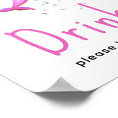 Roze Dolfijn baby shower - Drinken Poster (Hoek)