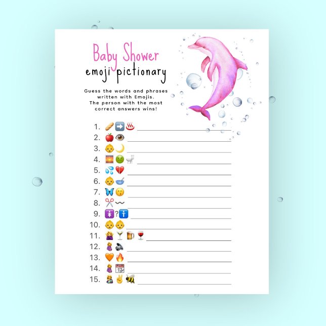 Roze dolfijn baby shower - Emoji afbeelding spel (Creator heeft geüpload)