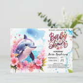 Roze Dolfijn Baby shower Kaart (Staand voorkant)