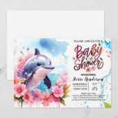 Roze Dolfijn Baby shower Kaart (Voorkant / Achterkant)