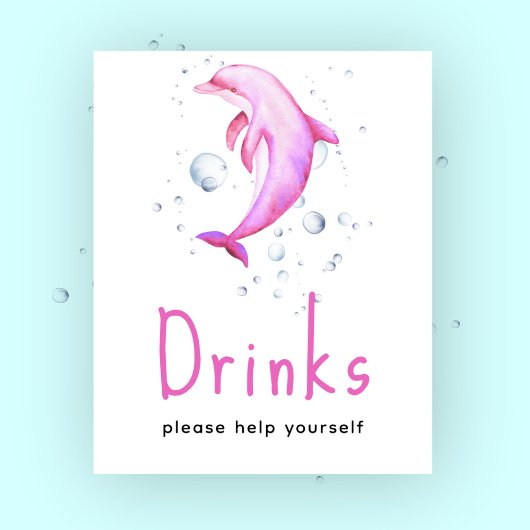Roze Dolfijn babyborrel - Drankjes Poster