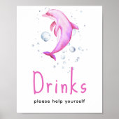 Roze Dolfijn babyborrel - Drankjes Poster (Voorkant)