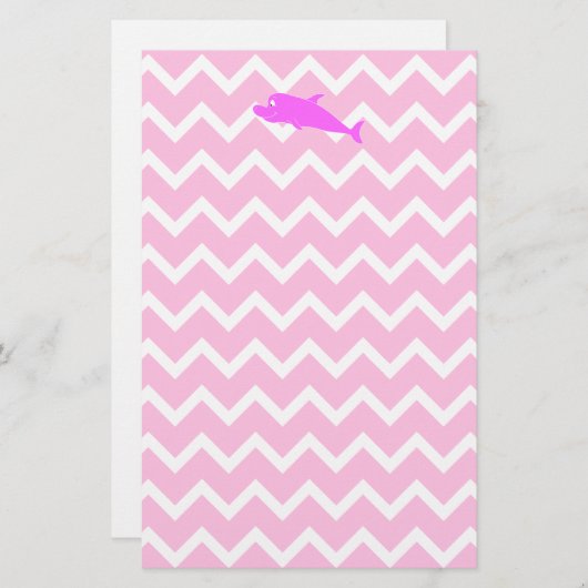 Roze dolfijn. briefpapier (Voorkant / Achterkant)