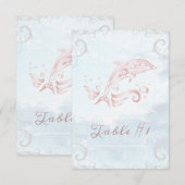 Roze dolfijn-bruiloft-tafelkaart kaart (Voorkant / Achterkant)