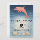 Roze dolfijn en zeebodem schelpen Verjaardag Kaart (Voorkant)