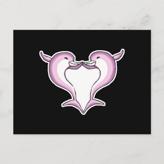 roze dolfijn hart briefkaart (Voorkant)