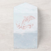 Roze dolfijn in één bruiloft all in one uitnodiging (Buitenkant)