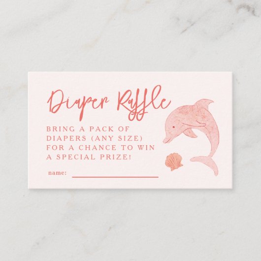 Roze Dolfijn Luier Raffle Ticket Informatiekaartje (Voorkant)