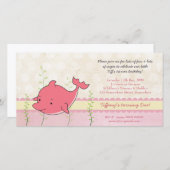 Roze Dolfijn Meisjes 1e Verjaardagsfeest Uitnodigi (Voorkant / Achterkant)