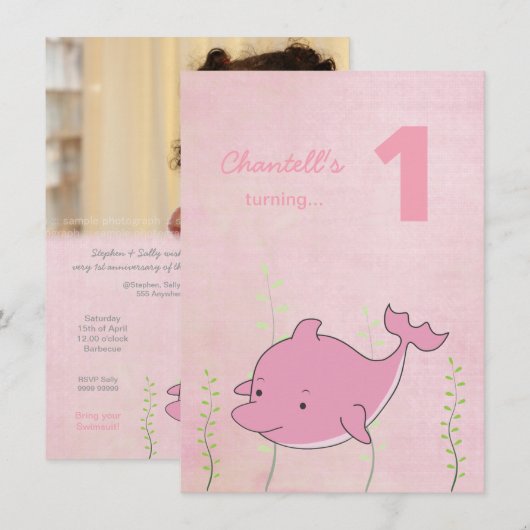 Roze Dolfijn onder de Kaart van de Foto van de (Voorkant / Achterkant)