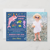 Roze Dolfijn Onder De Zee Meisje Verjaardagsfoto Bedankkaart (Voorkant)