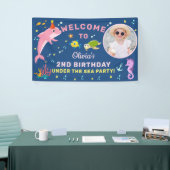 Roze dolfijn onder het Zee Geboortedatum Foto welk Spandoek (Beurs)