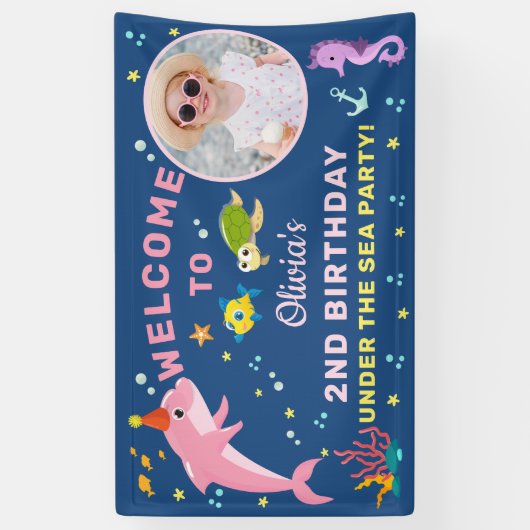 Roze dolfijn onder het Zee Geboortedatum Foto welk Spandoek (Verticaal)