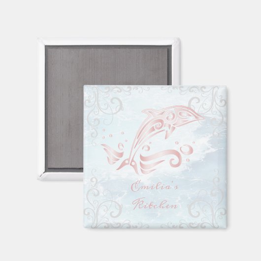 Roze dolfijn op maat gemaakt magneet (Voorkant / Achterkant)