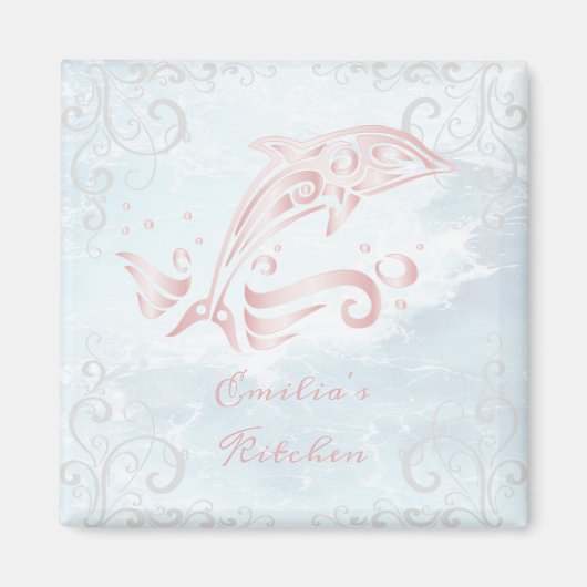 Roze dolfijn op maat gemaakt magneet (Voorkant)