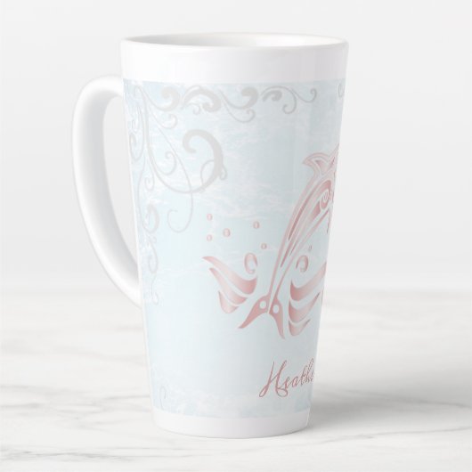 Roze dolfijn op maat gesneden latte Mok (Linkerhoek)