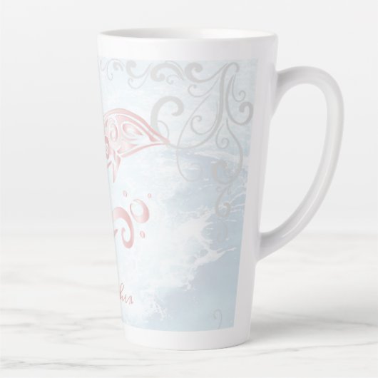 Roze dolfijn op maat gesneden latte Mok (Rechts)