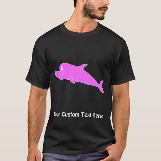 Roze dolfijn op zwart. t-shirt (Voorkant)