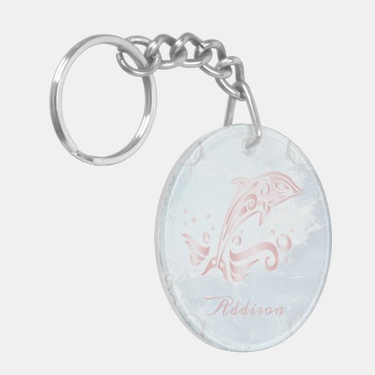 Roze dolfijn persoonlijke Sleutelhanger (Voorkant Links)