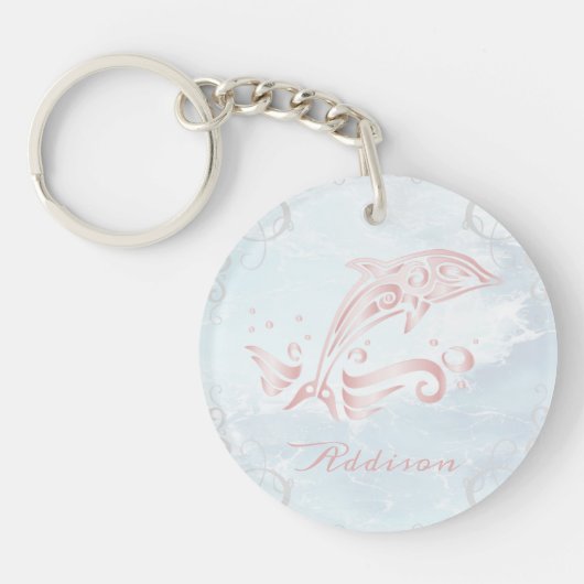 Roze dolfijn persoonlijke Sleutelhanger (Voorkant)
