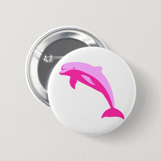 Roze dolfijn ronde button 5,7 cm (Voorkant /achterkant)