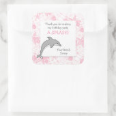 Roze Dolfijn Zeeschelpen Verjaardagsfeestje Favor Vierkante Sticker (Tas)