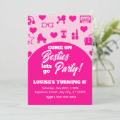 Roze Doll Meisje Mode Digitale Download Verjaardag Kaart (Staand voorkant)