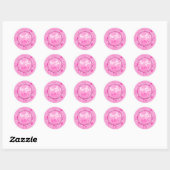 Roze Doll Party, Meisje Verjaardagsgunst Ronde Sticker (Vel)